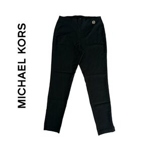 Michael Kors Viscose Blend Tapered Ankle Length Pants w/ Gold MK, Black, Size S